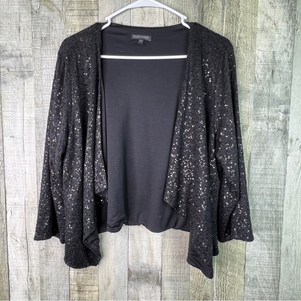 Eileen Fisher XL Sleeveless Crewneck Sequin Dress with Matching Sequin Jacket - Picture 7 of 11